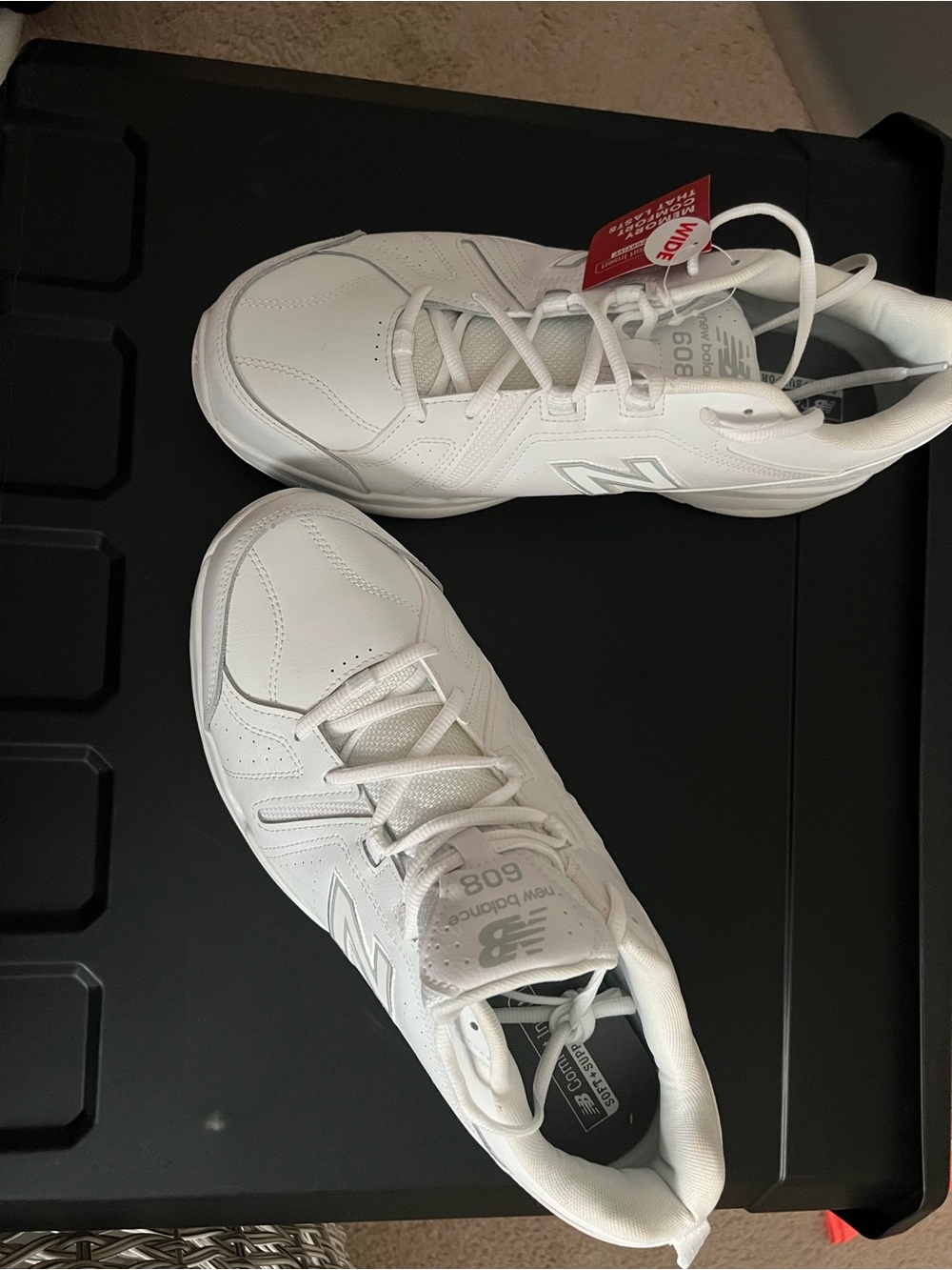 New Balance Men's All-White Leather Sneakers